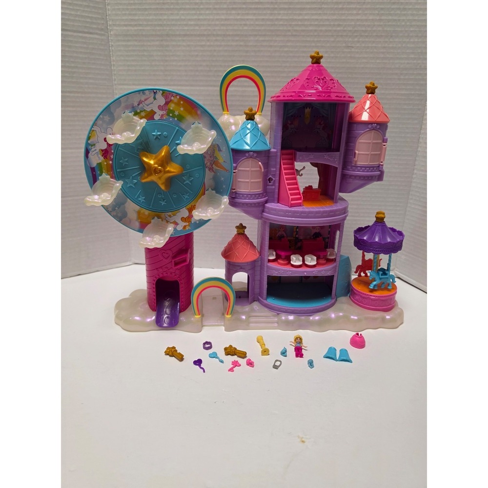 Mattel Polly Pocket Rainbow Funland Theme Park playset pink castle
